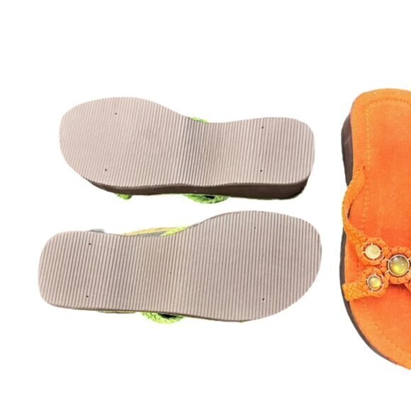 🎉SALE🎉 Chunky Platform Wedge Sandals‎ Braided Straps Stone Accents 8 Party - Picture 8 of 9